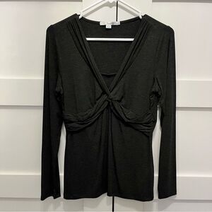 Boden faux wrap top solid charcoal grey size US 8